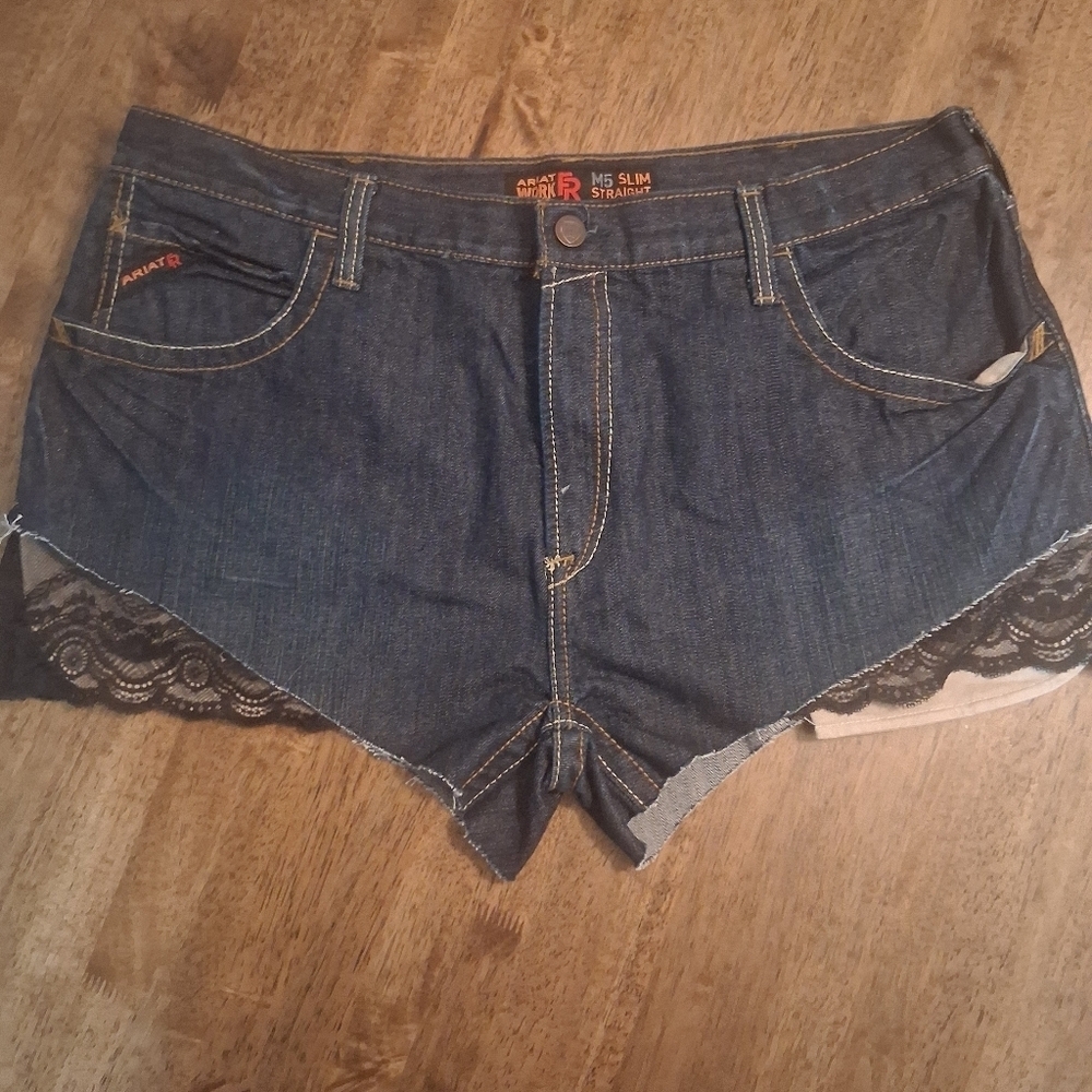 Ariat Cut Off Jean Shorts Lace Western Rodeo Mens 42 Converted Womens 20